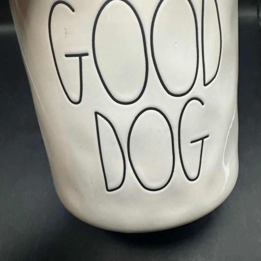 Rae Dunn Artisan Collection Ceramic Dog Treats Canister w/Crown Lid 9-1/2
